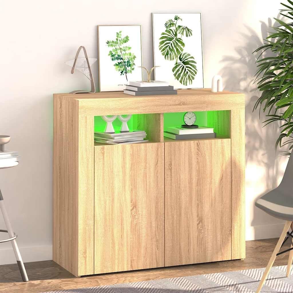 Sonoma Oak LED Sideboard Cabinet Cupboard Storage Unit 80cm Modern Display