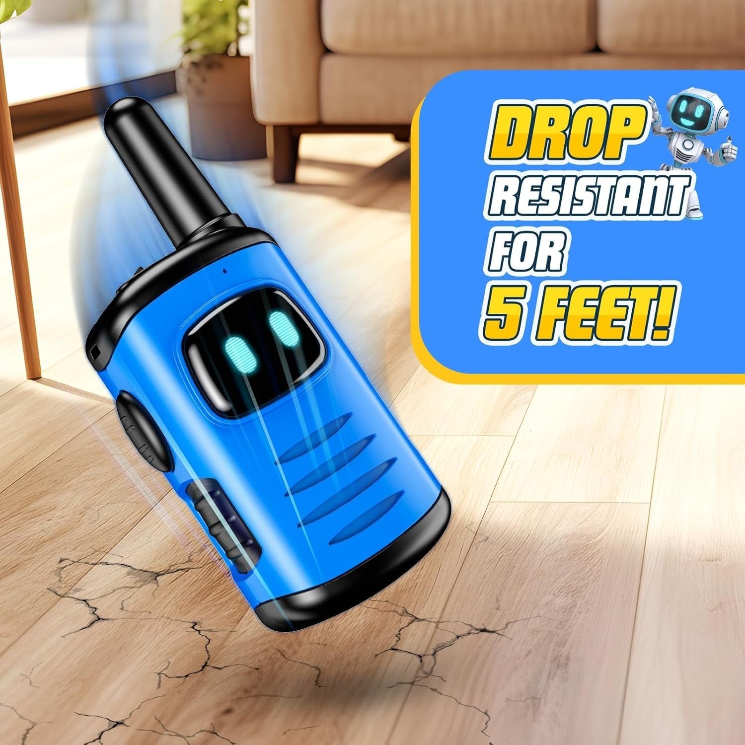 Kids Walkie Talkies Lightweight Robot Toy Long Range Gift 2 PCS Blue