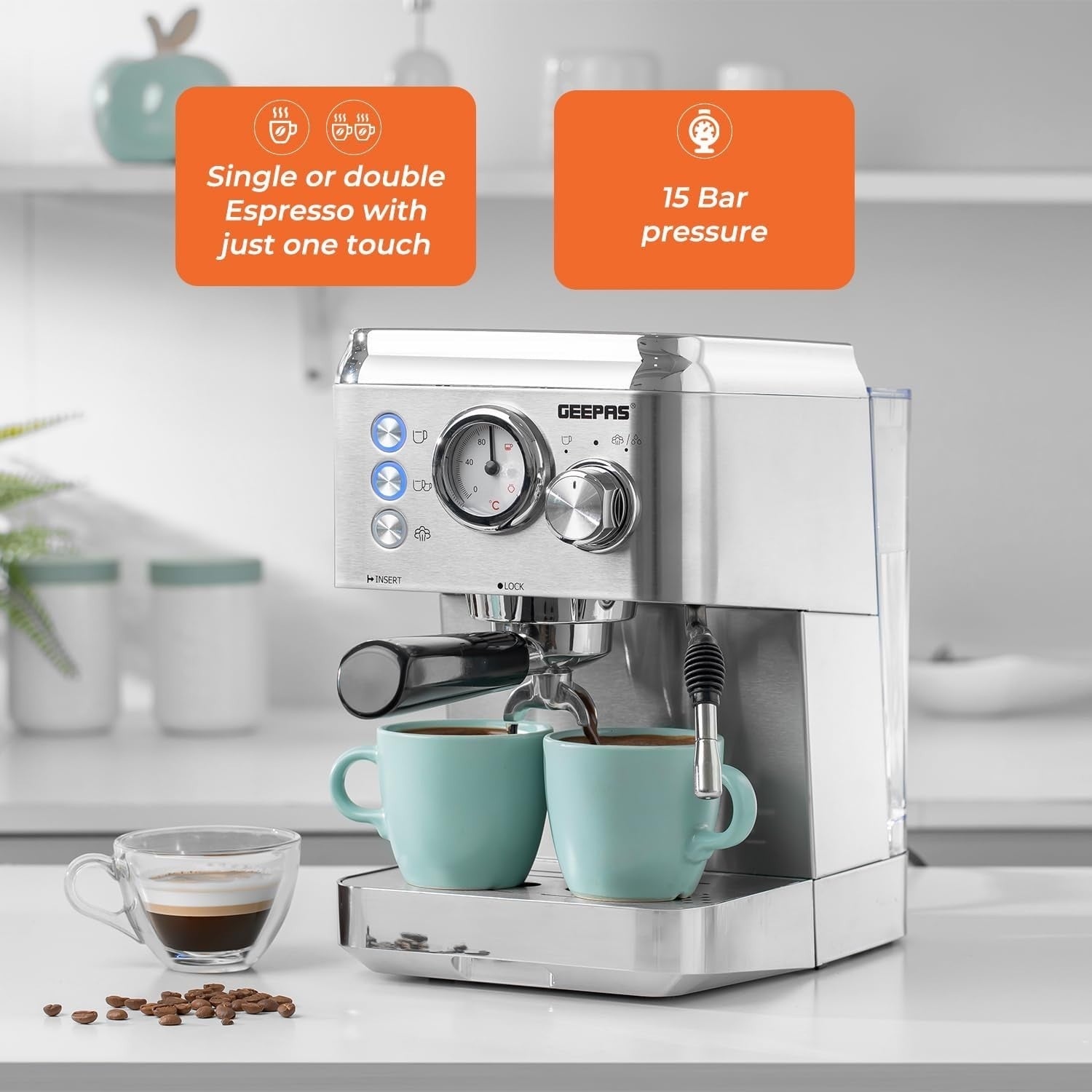 1140W Espresso Machine & 450W Grinder Set | 15-Bar Pressure | Milk Frother