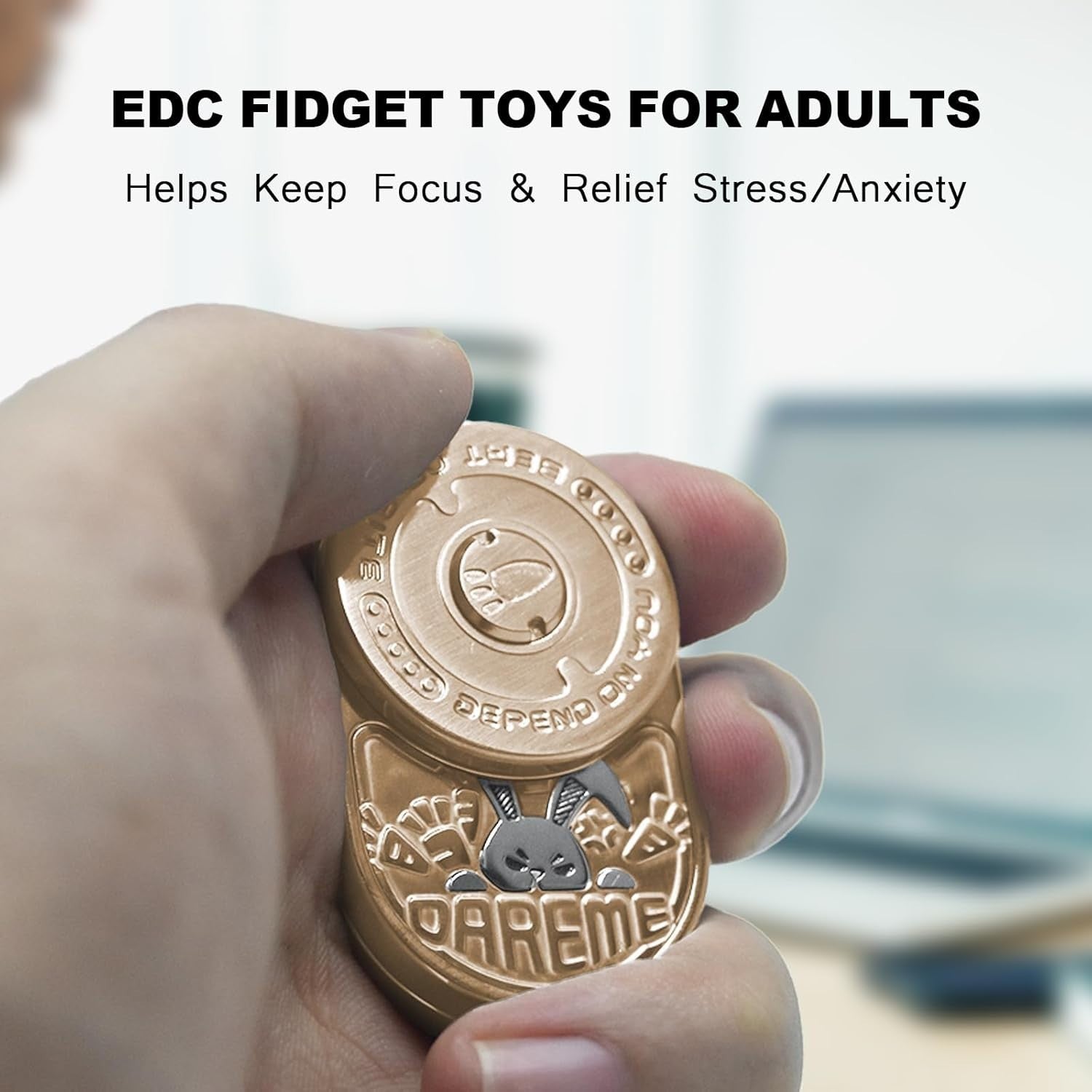 Rose Gold Bunny Fidget Slider Metal Ratchet Click Stress Relief EDC