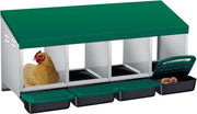 Metal Chicken Nesting Box 4 Compartment Pull Out Egg Tray