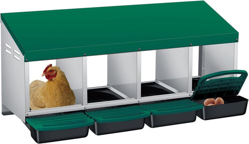 Metal Chicken Nesting Box 4 Compartment Pull Out Egg Tray