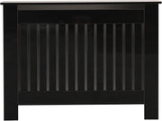 High Gloss Black Radiator Cover Modern Vertical Slat MDF Cabinet W111xH82cm