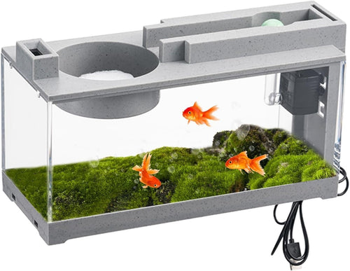 Mini Fish Tank with Silent Pump | Compact Desktop Aquarium for Turtle, Shrimp