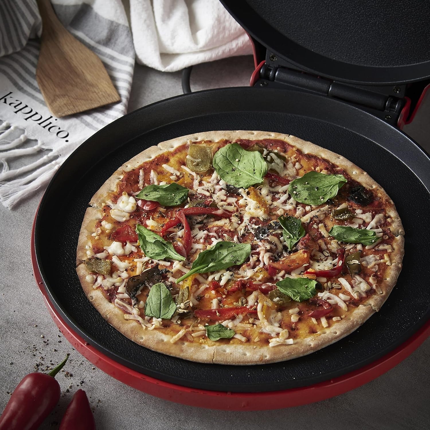12" Electric Pizza Maker | 1400W Countertop Oven w/ Auto Heat Control 2 Settings