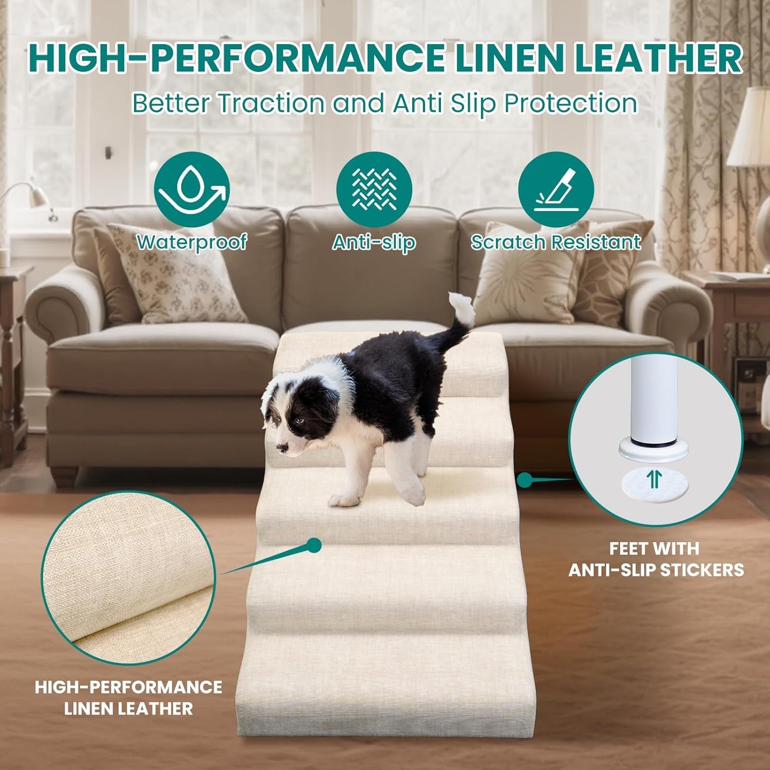 Adjustable Dog Stairs Ramp Multi-Level Pet Steps Bed Sofa L