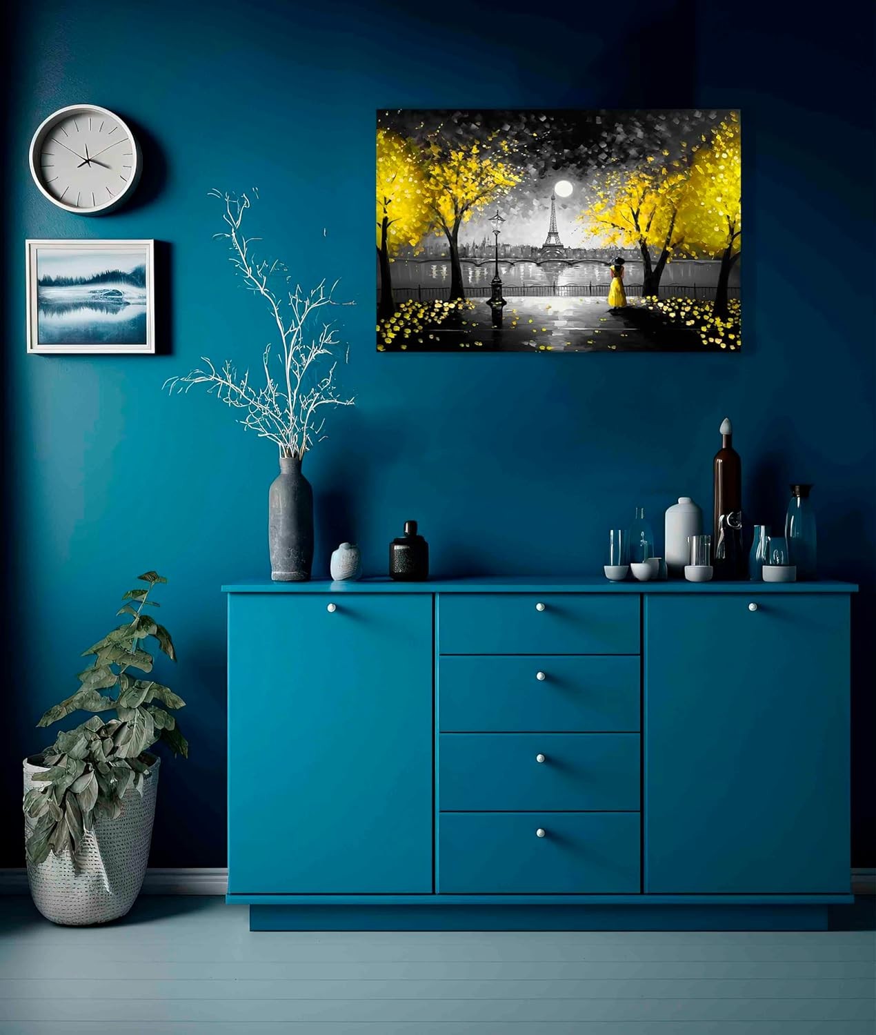 Moonlight Eiffel Tower Canvas Wall Art 40x30 cm Modern Paris Decor