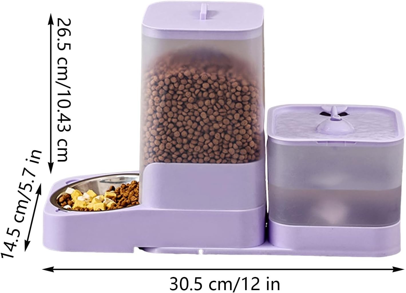 2 in 1 Automatic Cat Feeder Water Fountain 3L Food 2L Tank USB Purple