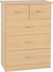 Sonoma Oak 5 Drawer Chest of Drawers Tall Slim Bedroom Storage Cabinet