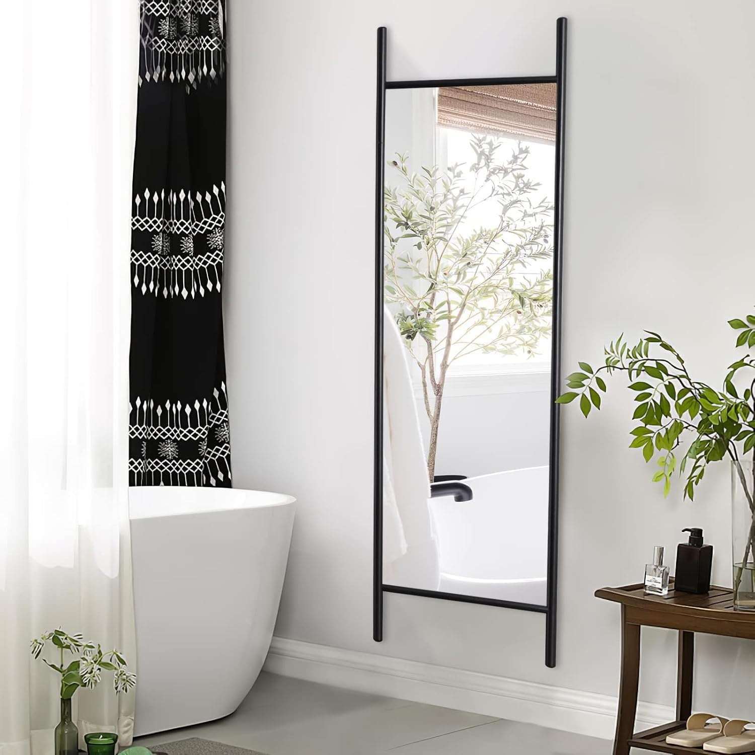 Large Full-Length Ladder Style Wall Mirror 165x55cm Solid Wood Frame