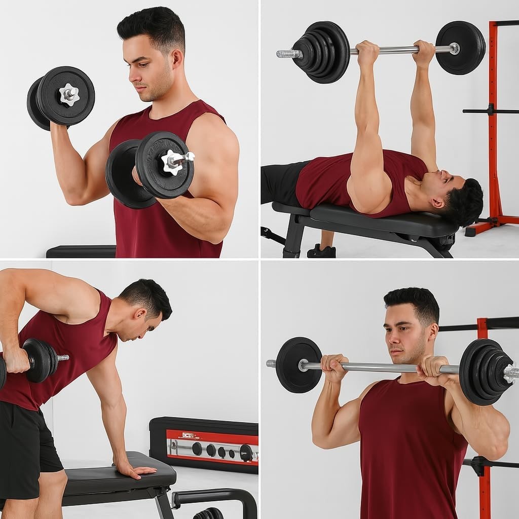Adjustable Cast Iron Dumbbell Barbell Set 15–50kg Non Slip Home Gym