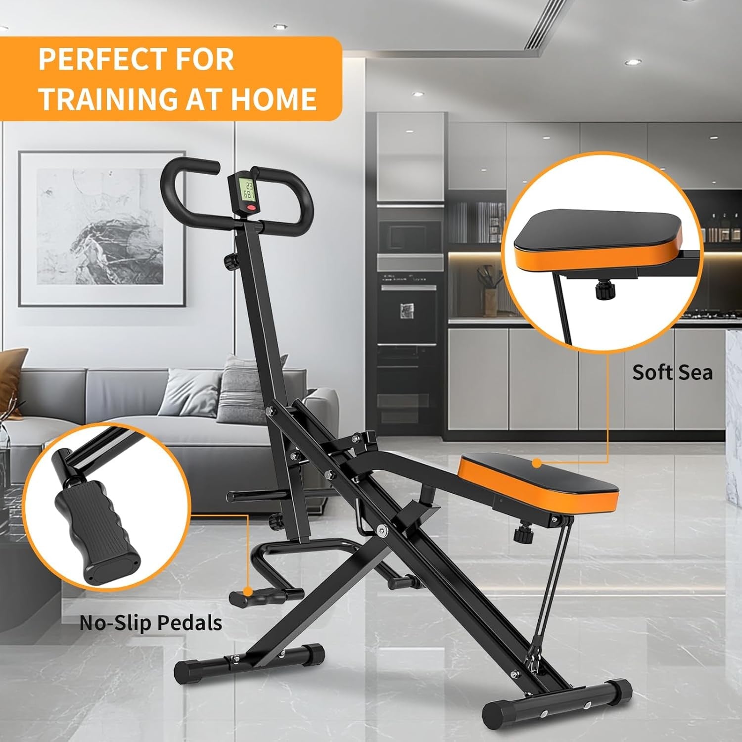 Squat Assist Trainer Rowing Machine Full Body Workout w LCD