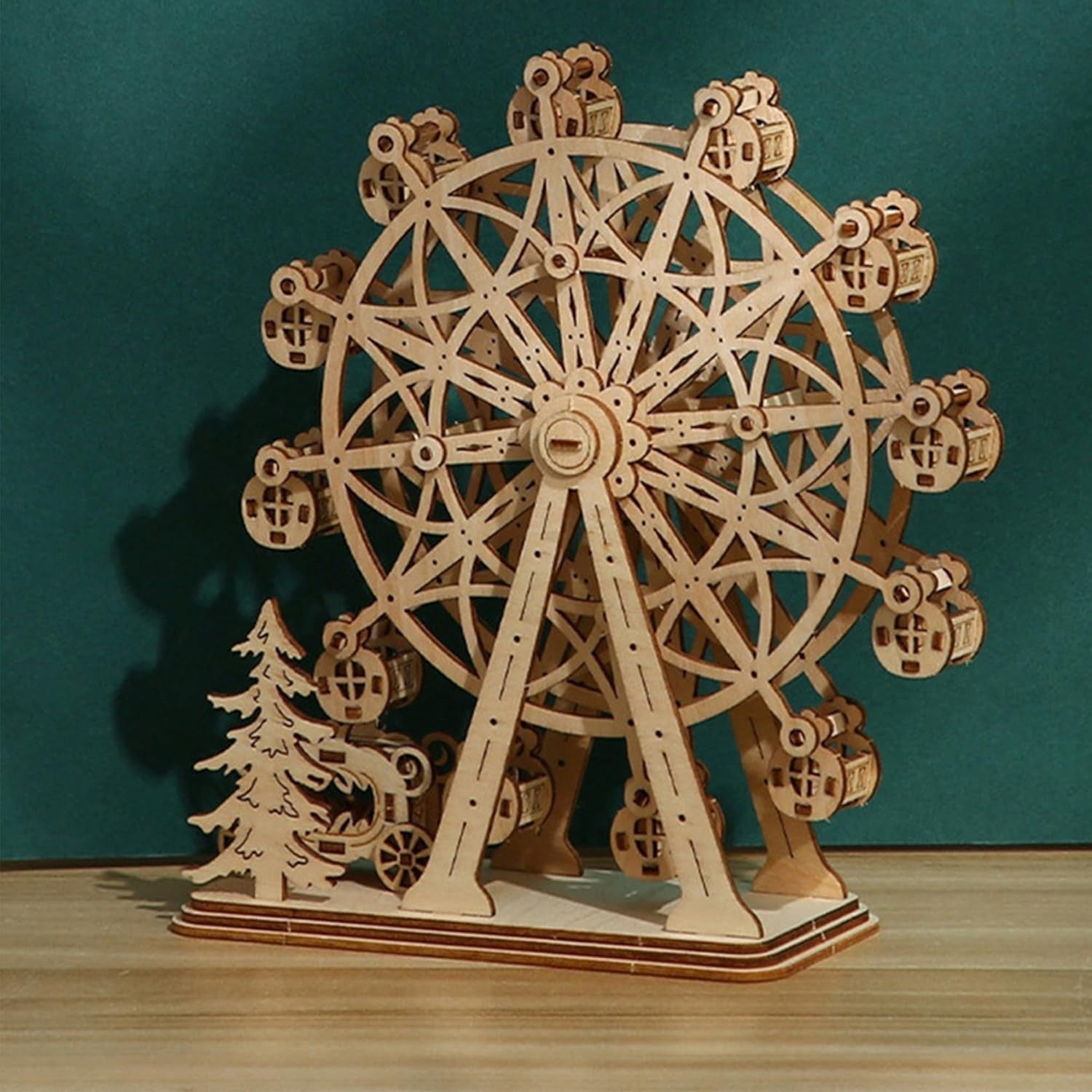 3D Wooden Ferris Wheel Puzzle Kit – DIY Mechanical Model for Adults & Teens