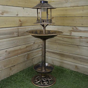 110cm Resin Garden Bird Bath Table Feeder with Solar Light Outdoor