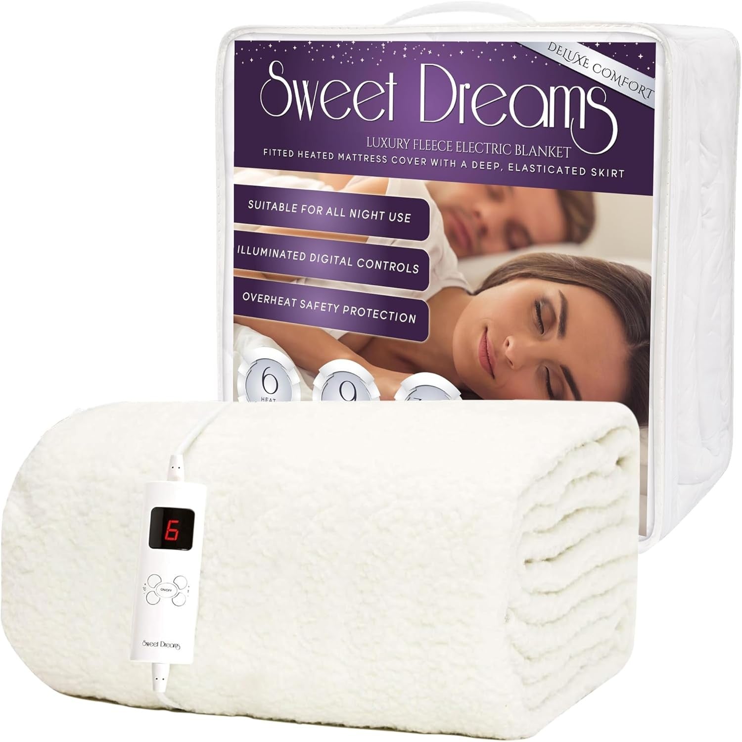 Single Electric Underblanket Luxury Fleece Fast Heat Digital Control Auto Off