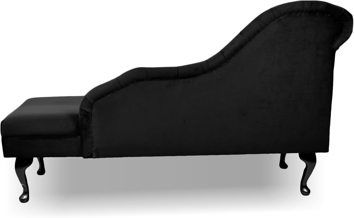 Black Velvet Tufted Chaise Lounge Sofa – Handmade, Sturdy, Stylish Accent Seat