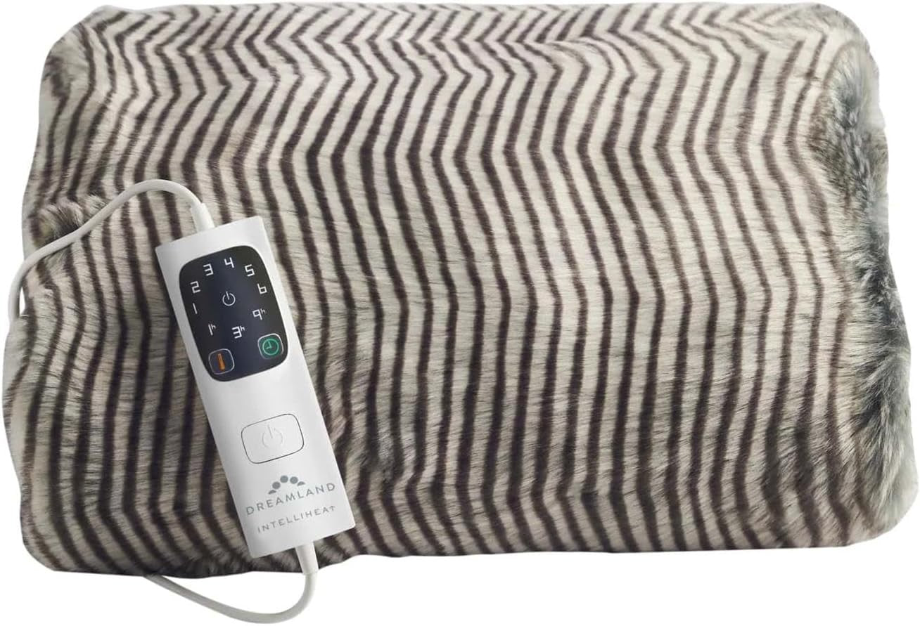 Heated Electric Throw Faux Fur Blanket Fast Heat Timer Washable 160x120cm