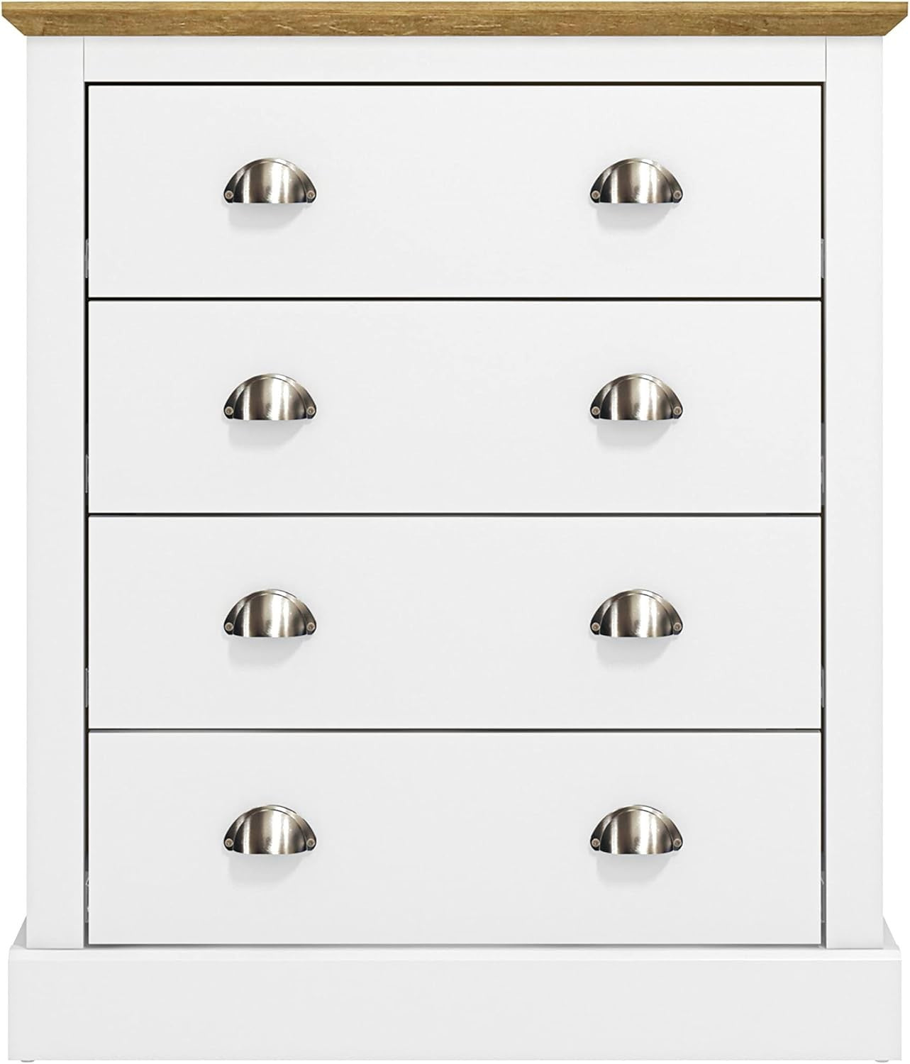 White 4 Drawer Chest – Modern Storage Cabinet for Bedroom & Entryway Use