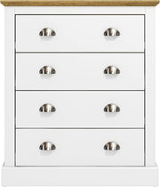 White 4 Drawer Chest – Modern Storage Cabinet for Bedroom & Entryway Use