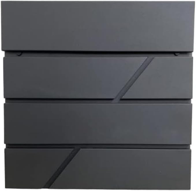 Wall Mounted Lockable Post Box Waterproof Secure Mailbox Black 37x37x10cm
