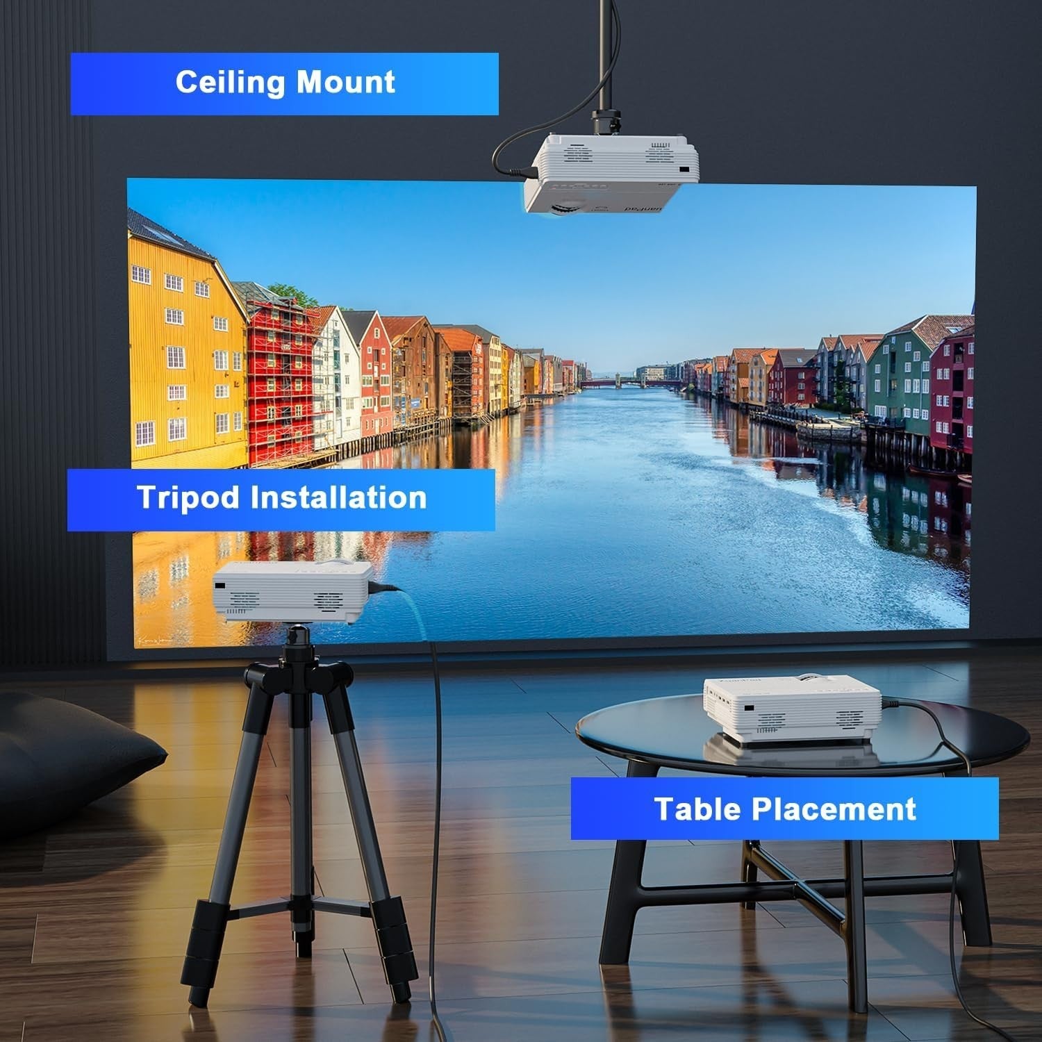 1080P Mini Home Projector 14000 Lumens Portable Cinema HDMI USB
