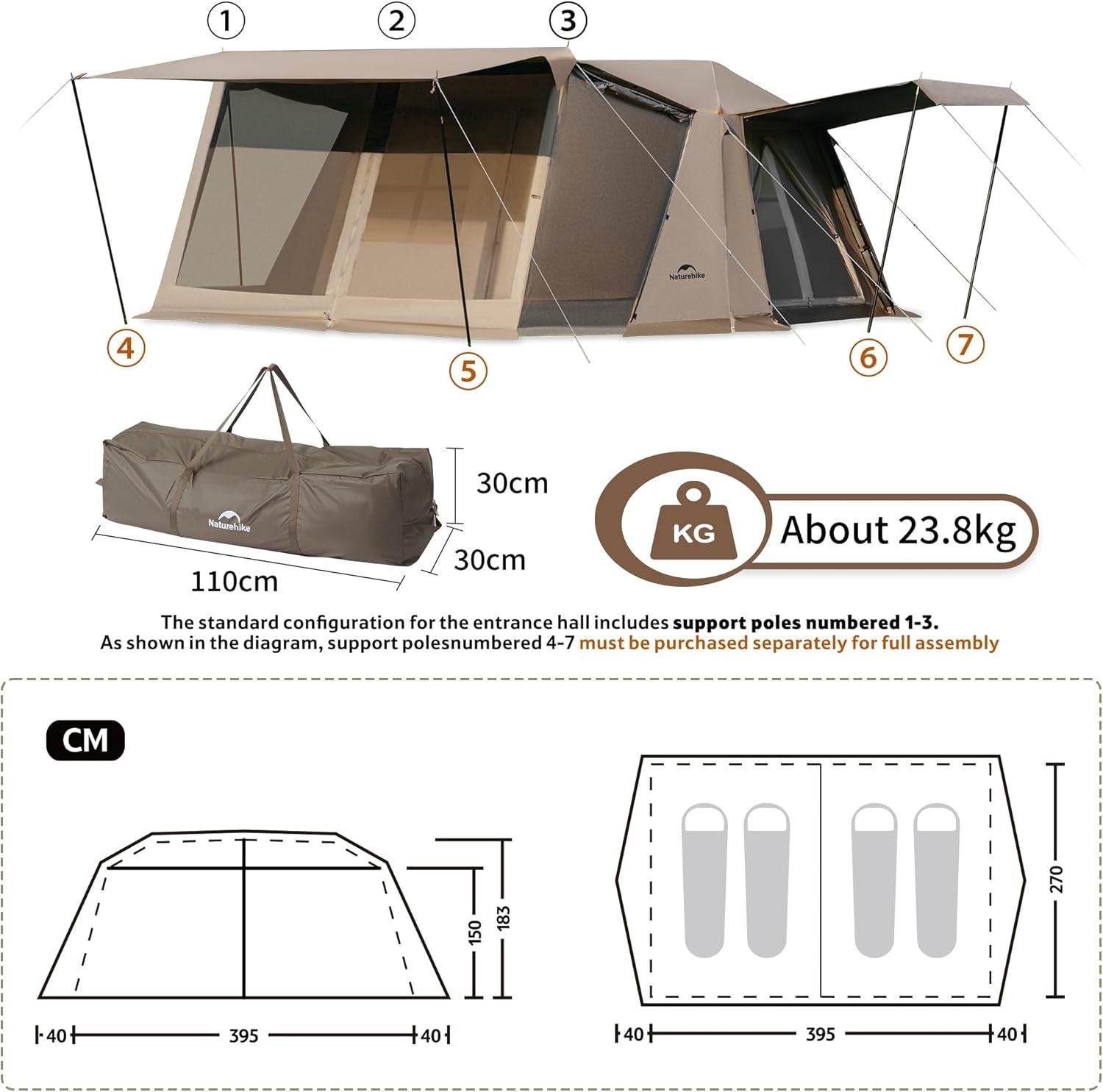 Pop Up Camping Tent 2-8 Man Waterproof Easy Setup Hiking