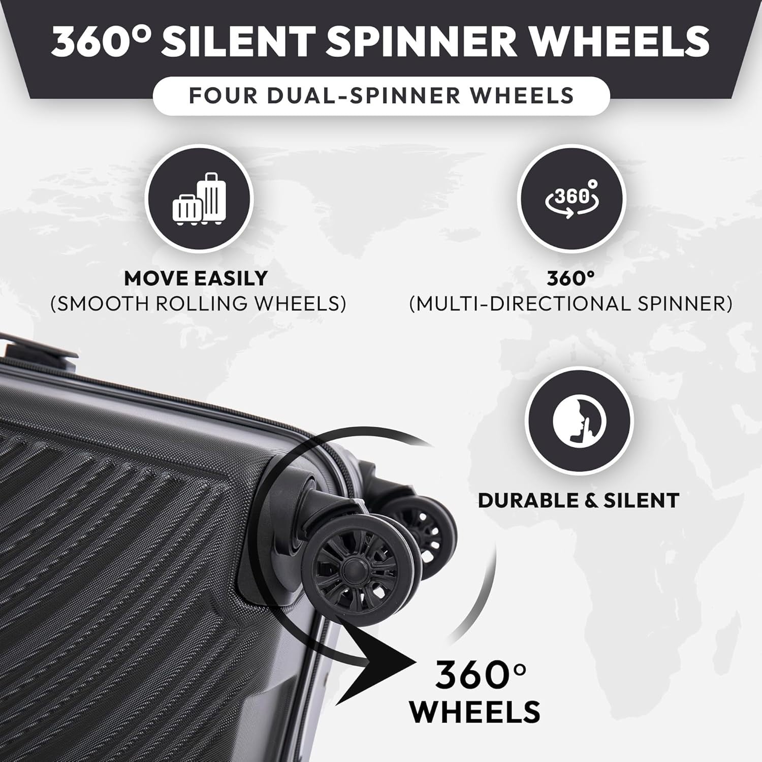 Lightweight Medium Check In Suitcase 24 Inch ABS Hard Shell 4 Spinner