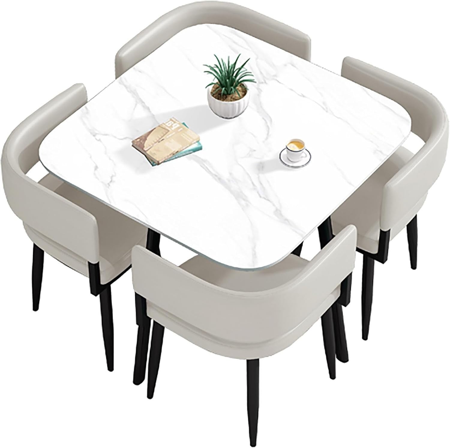 Compact Square Meeting Table Set for 4 – Space-Saving Slate Office Table 80cm