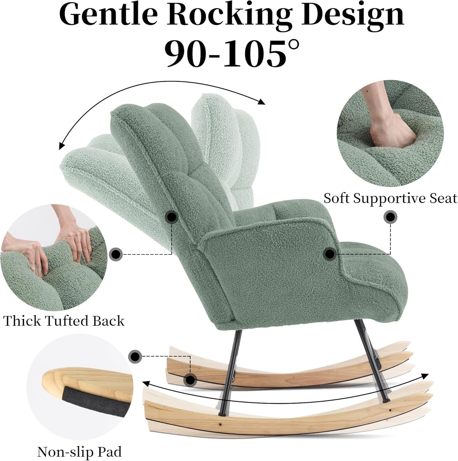 Teddy Nursery Rocking Chair Glider Armchair Comfy Lounge Bedroom Seat