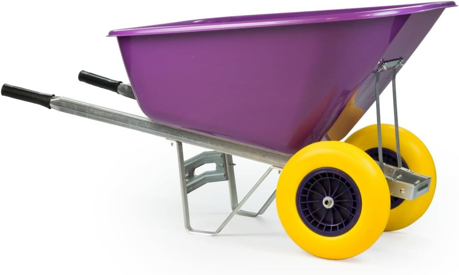 200L Twin-Wheel Wheelbarrow Purple – Puncture-Proof Tyres, Heavy Duty 150kg