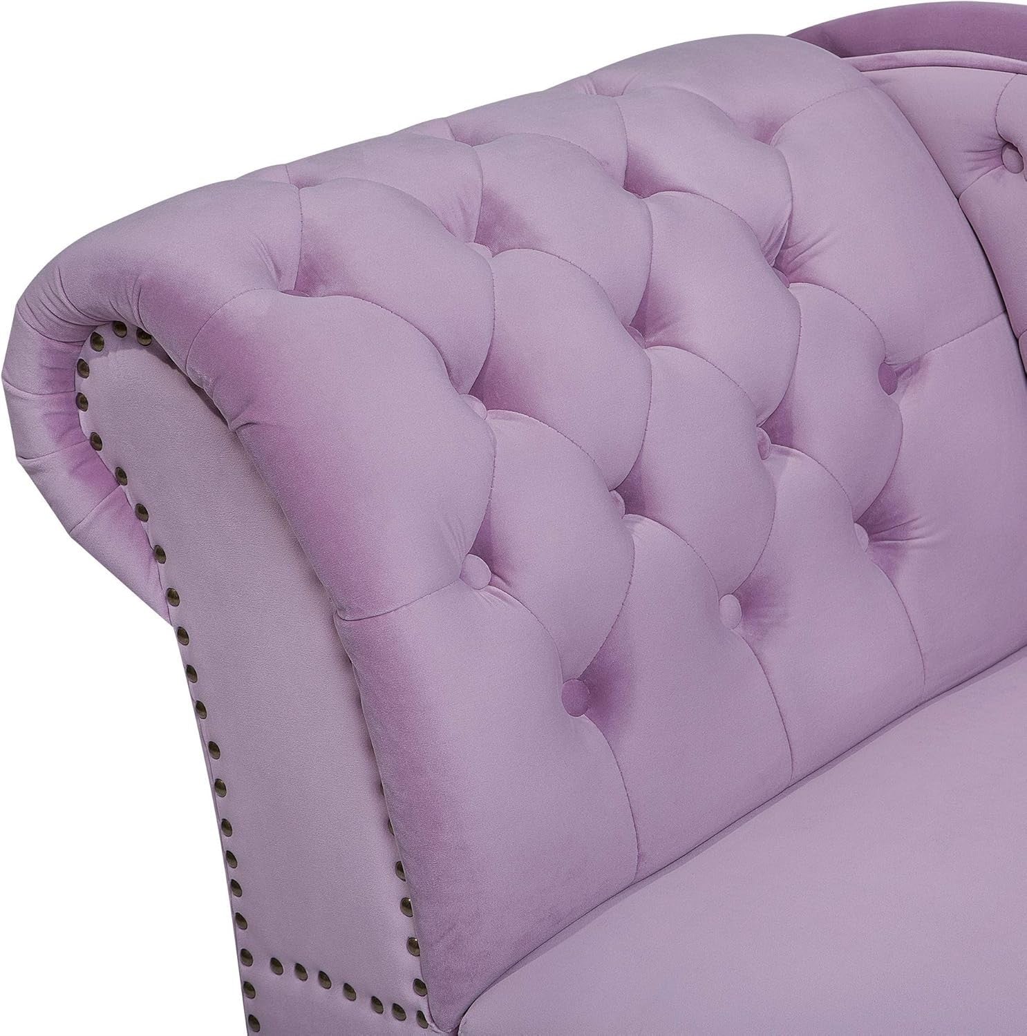 Pink Velvet Chesterfield Chaise Lounge Left-Hand Tufted Sofa 170cm Vintage