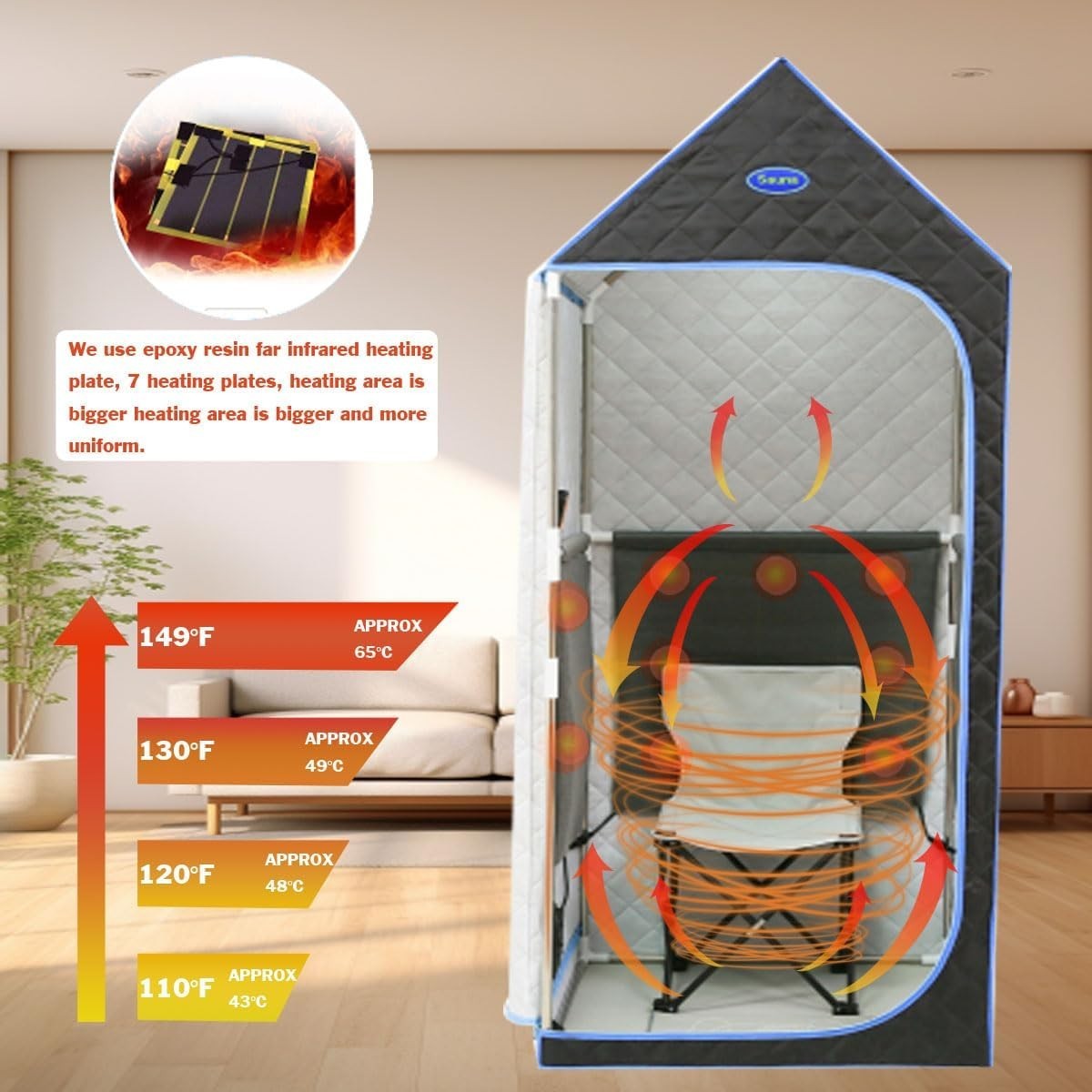 Portable Infrared Sauna Tent w/ Remote & Heated Foot Pad – Home Spa Black