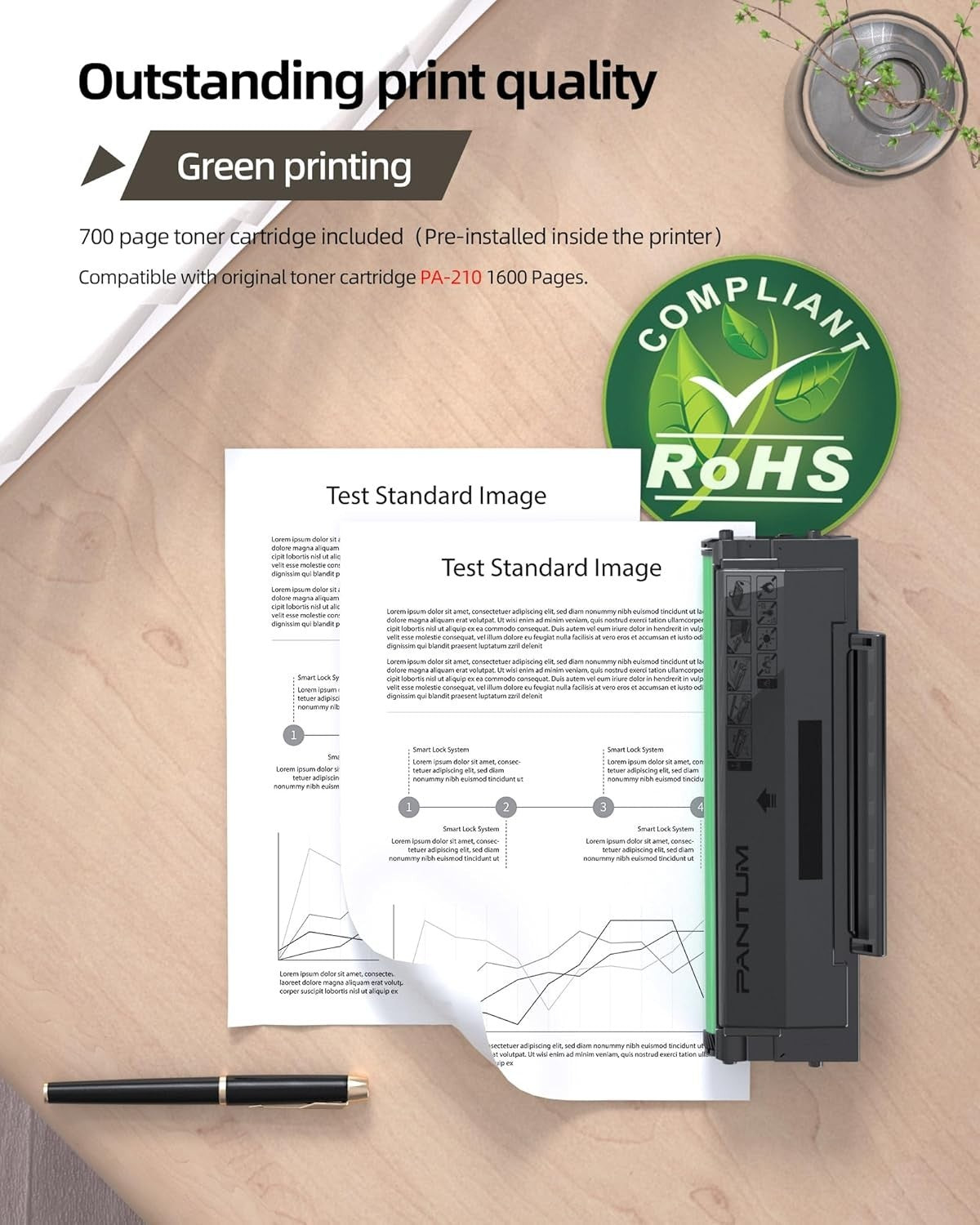 Black Mono Laser Printer A4 22ppm Wifi USB Compact Small Office