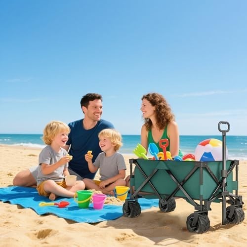 140L Folding Festival Trolley Cart Big Wheels Outdoor Garden Beach