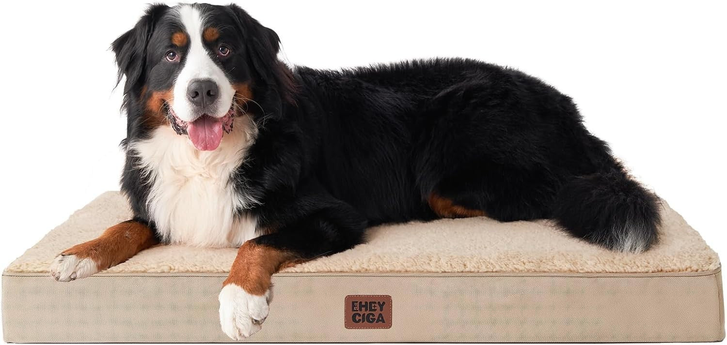 Orthopedic XXL Dog Bed 119x73x9cm Washable Cover Non Slip Khaki