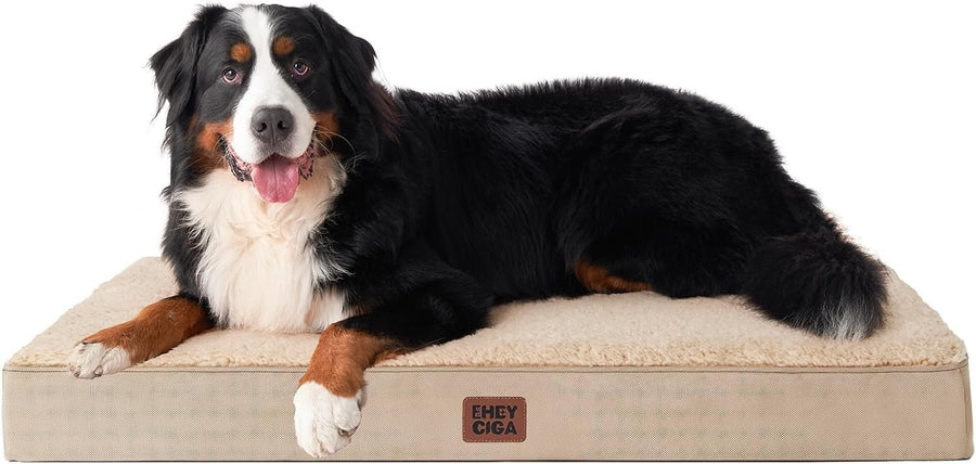 Orthopedic XXL Dog Bed 119x73x9cm Washable Cover Non Slip Khaki