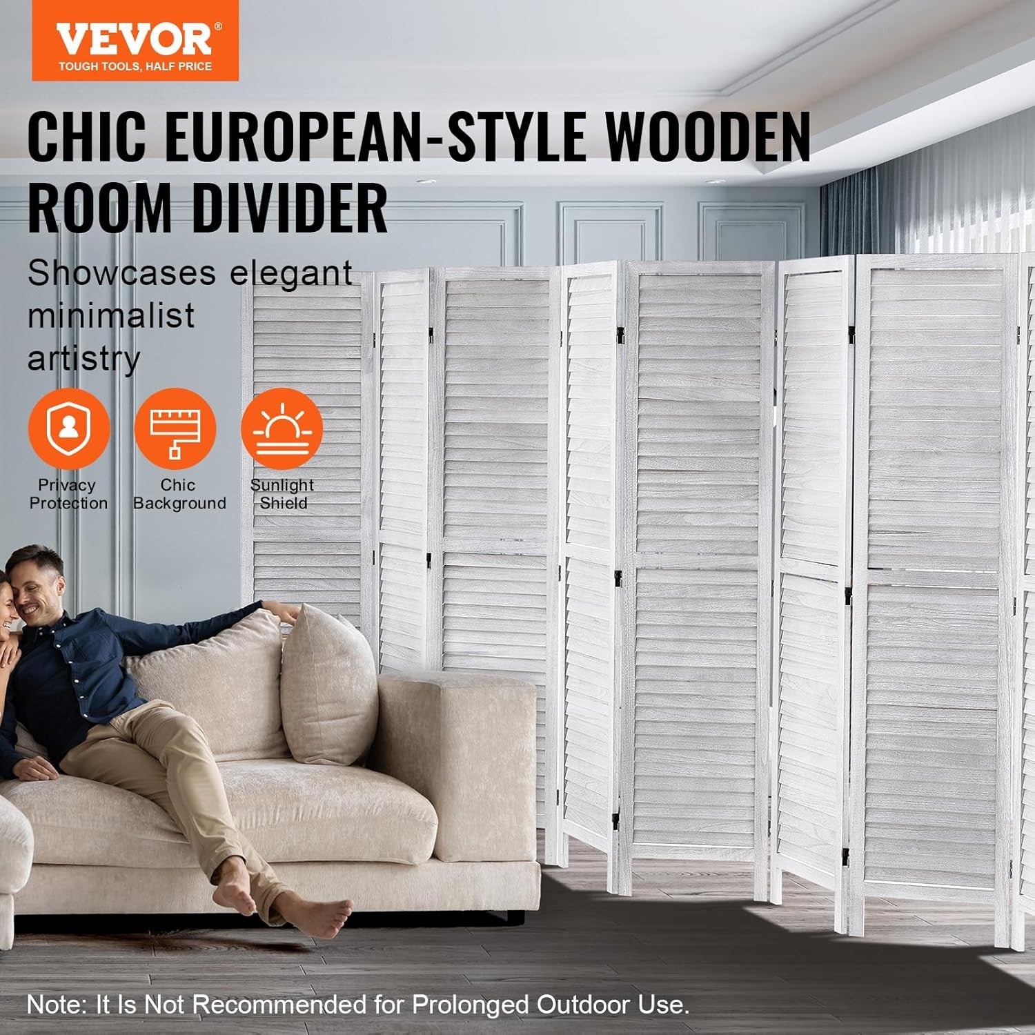 8 Panel Wood Folding Room Divider Privacy Screen Partition 320x170cm