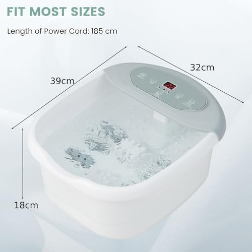 Foot Spa Massager with Heat, Bubbles & Vibration, 12 Rollers Foot Bath