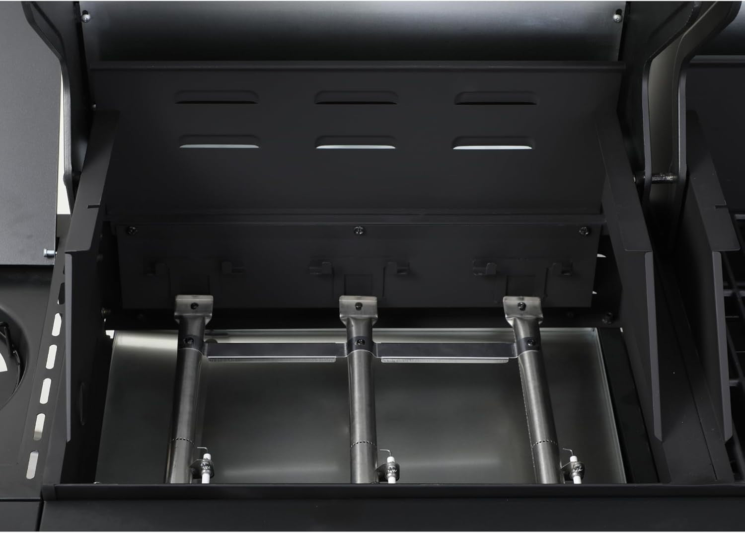 3 Burner Dual Fuel BBQ Grill with Side Burner, Gas & Charcoal Outdoor Barbecue
