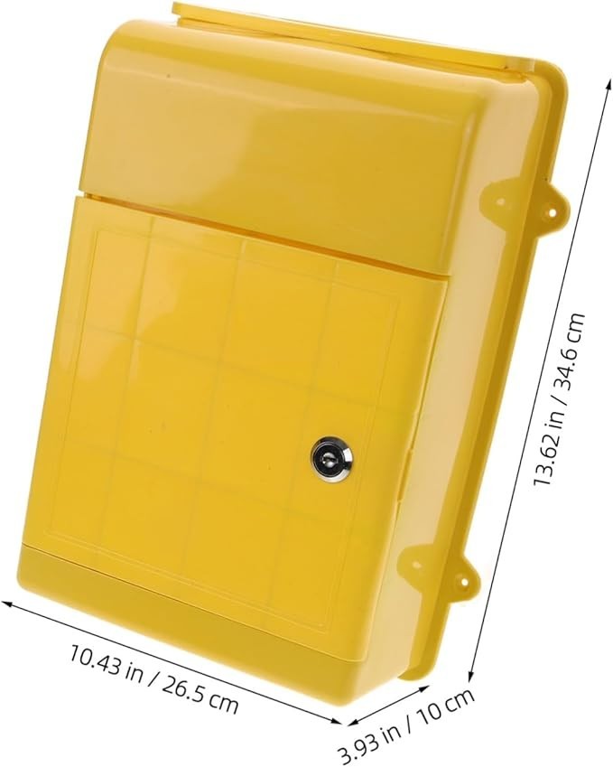 Wall Mounted Lockable Mailbox Yellow – Secure Weatherproof Post Box for Home