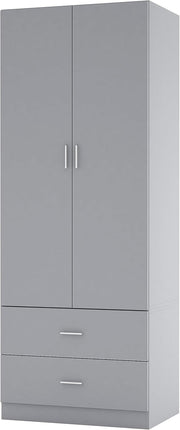 Kids Wooden Wardrobe with 2 Drawers & Hanging Bar – Durable Storage Unit