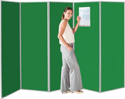 Emerald Green 5-Panel Folding Room Divider 180×300cm – Office & School Partition