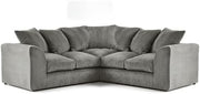 Grey Jumbo Cord L-Shape Corner Sofa with Plush Cushions & Removable Cover