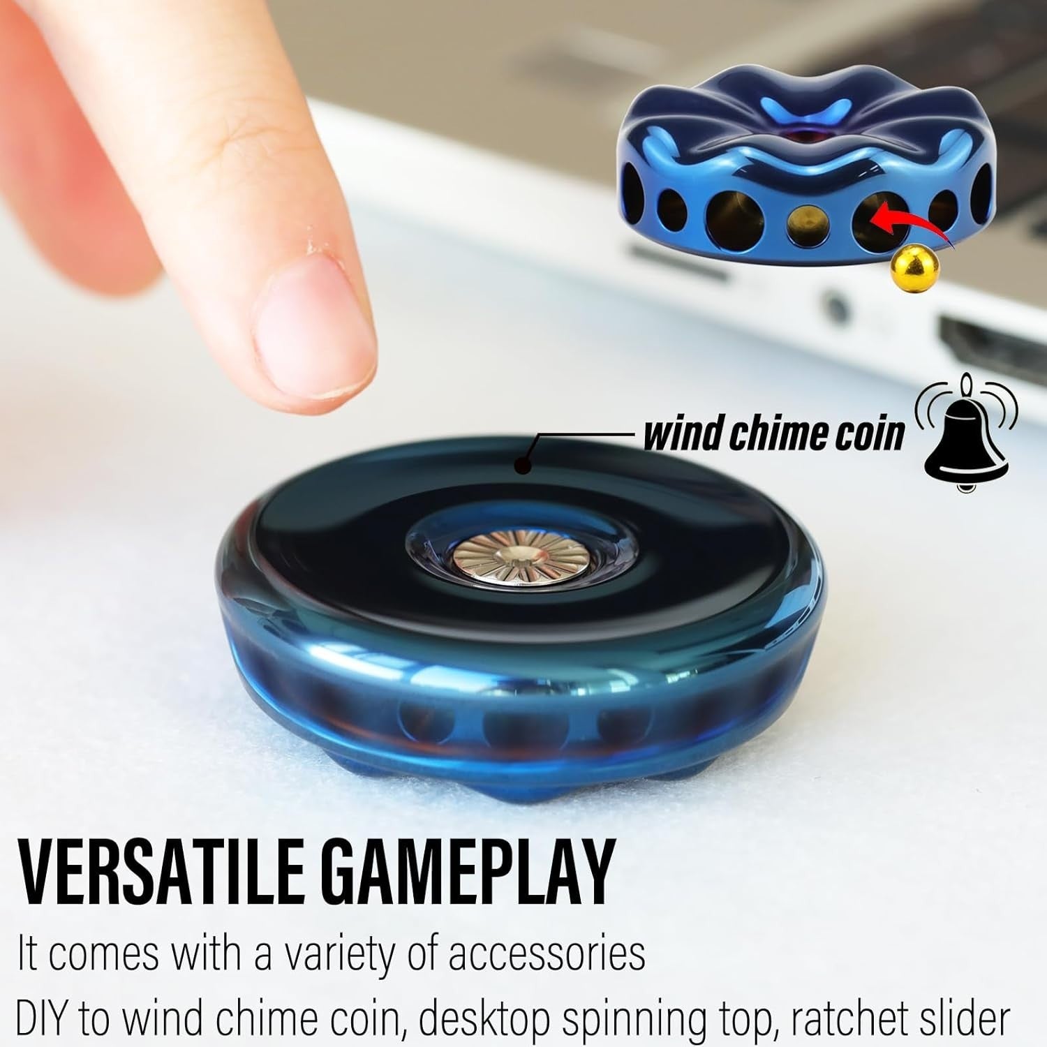 Blue Flower Metal Fidget Spinner Silent DIY Coin Top Slider