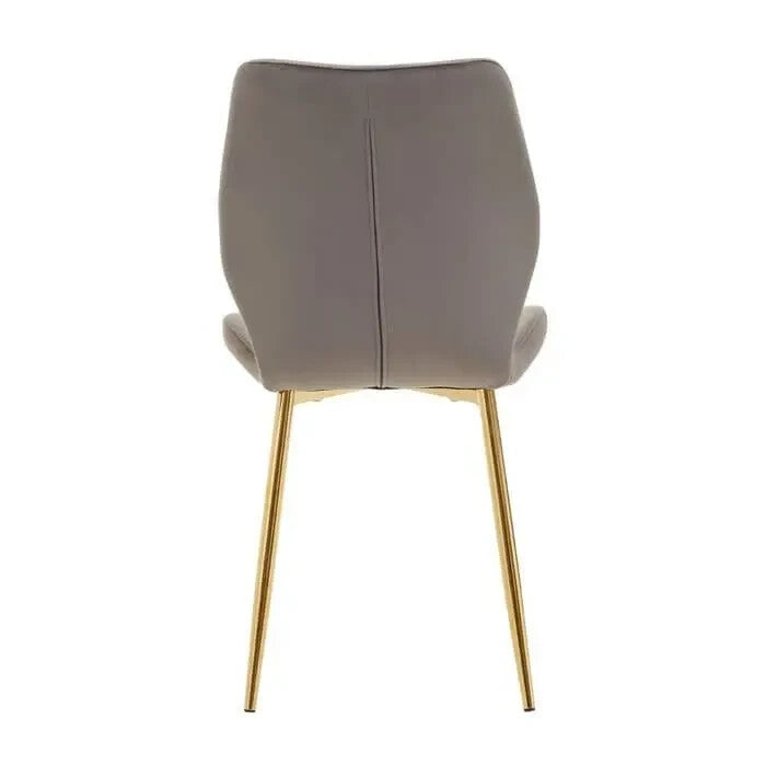 7 Piece Grey Glass Dining Table Set Velvet Chairs Gold Legs Modern Room