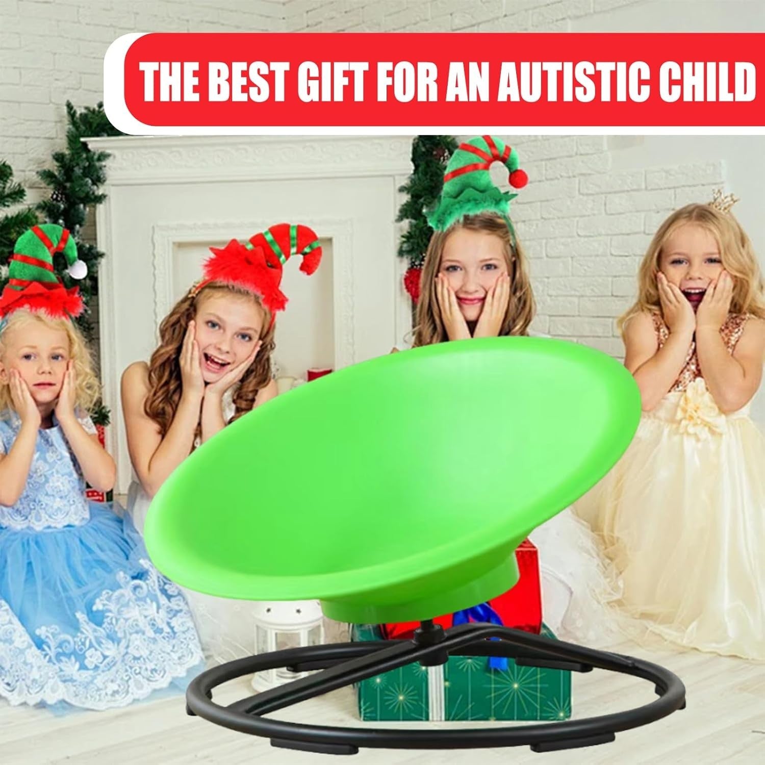 Large Green Sensory Spinning Chair 65cm Autism Kids 360 Swivel Seat Therapy
