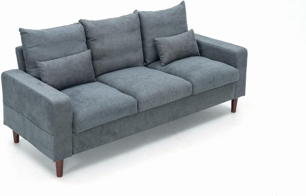 3 Seater Grey Fabric Sofa Upholstered Modern Couch for Living Room Flat