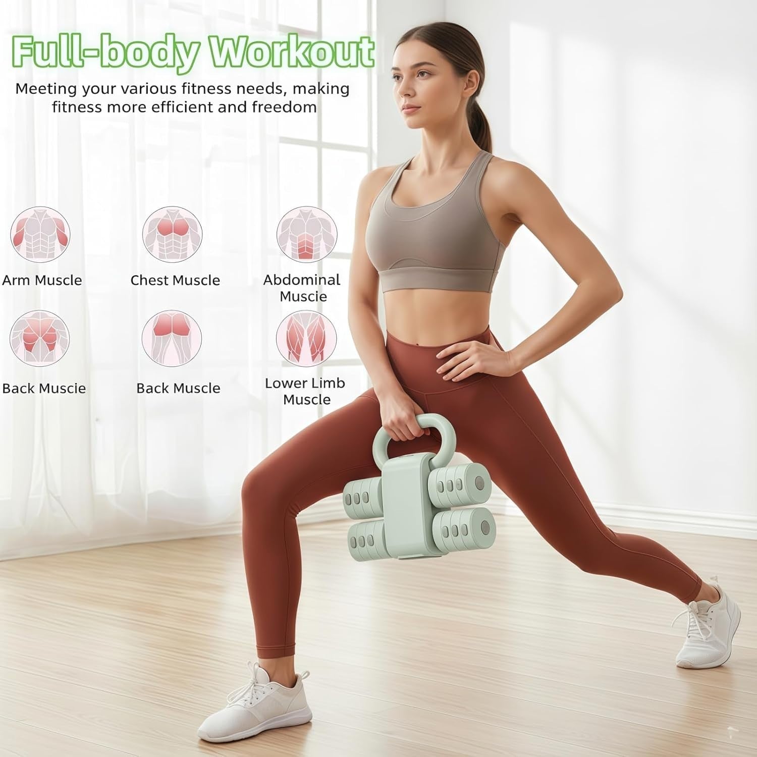 Adjustable Dumbbells Set 2-in-1 Kettlebell Hand Weights Non-Slip Home Gym