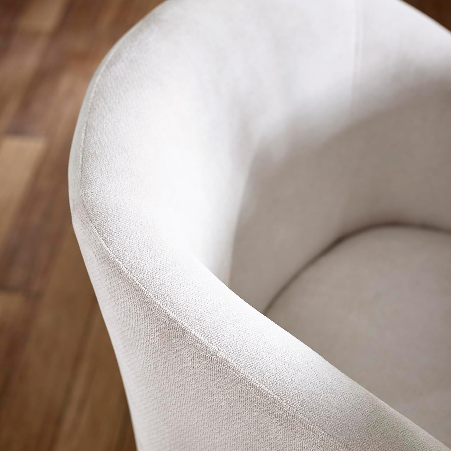 Cream Chenille Tub Dining Chair Upholstered Accent Armchair