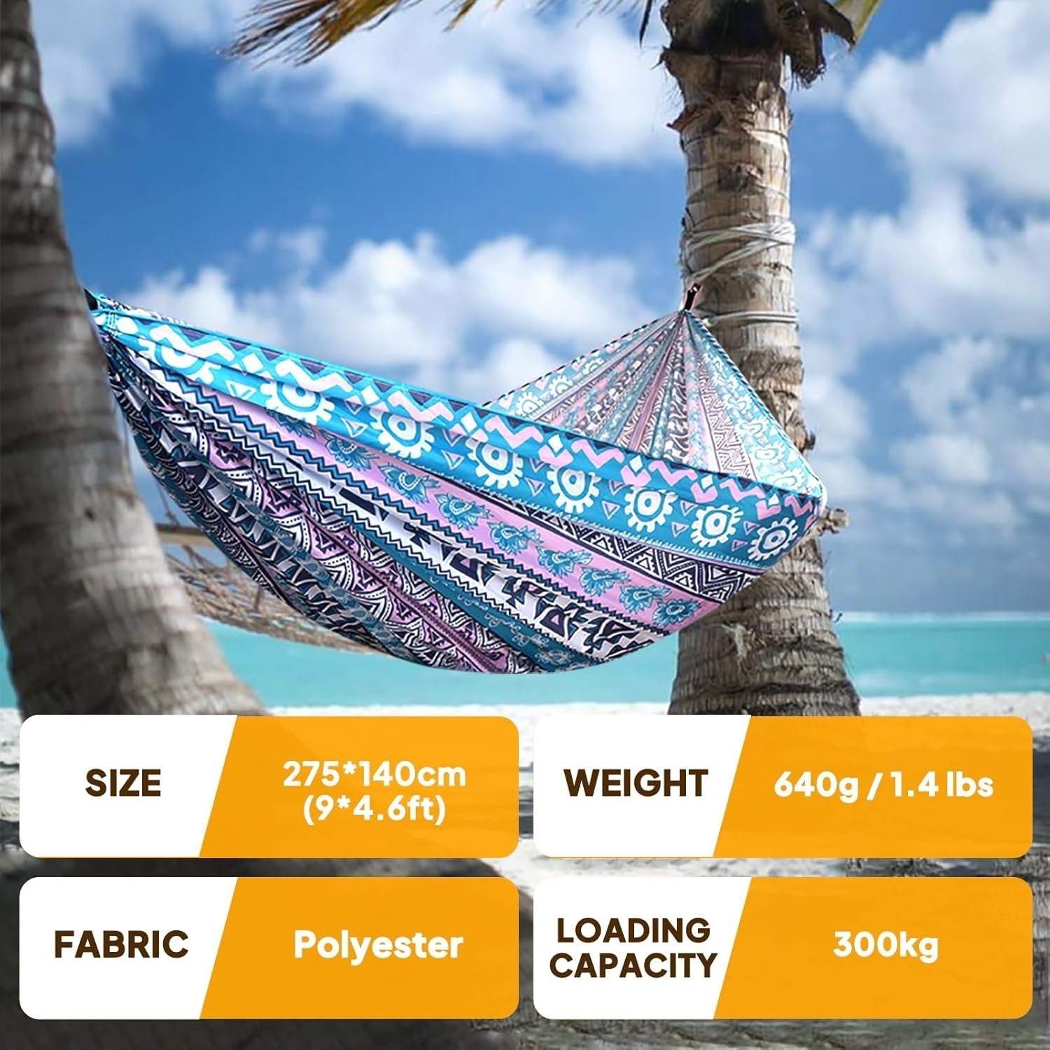Portable Travel Hammock 300kg Load | Quick-Dry | 275x140cm | Indoor Outdoor